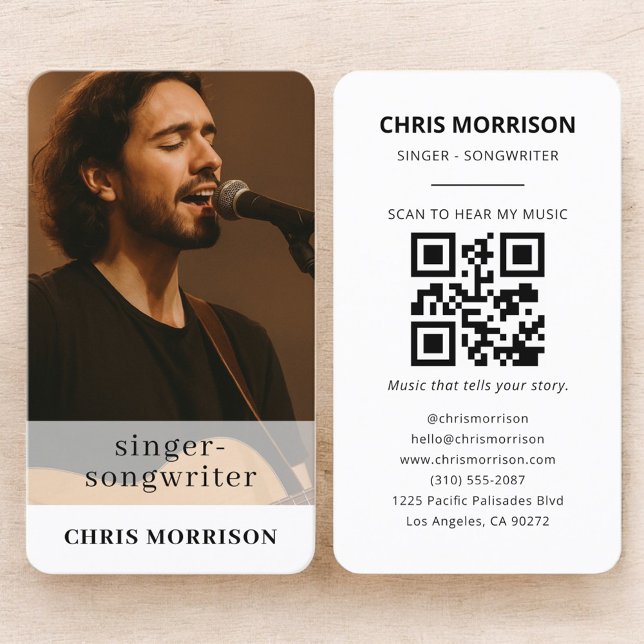 Singer Songwriter QR Code Photo Visitenkarte (Von Creator hochgeladen)