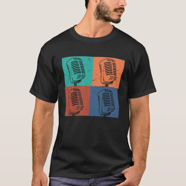 Singer Vocalist Musician  Retro Microphone Singing T-Shirt (Vorderseite)