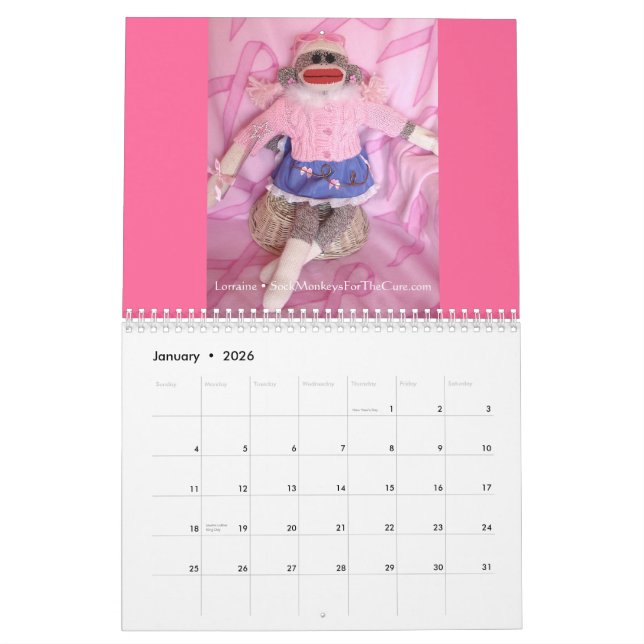 Singes de chaussette pour le calendrier mural de (Jan 2026)