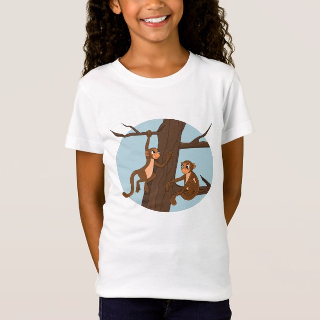 Singes escalade l'arbre dessin animé T-Shirt (Devant)