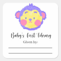 Singes - Étiquette de livre pour Baby Shower, livr