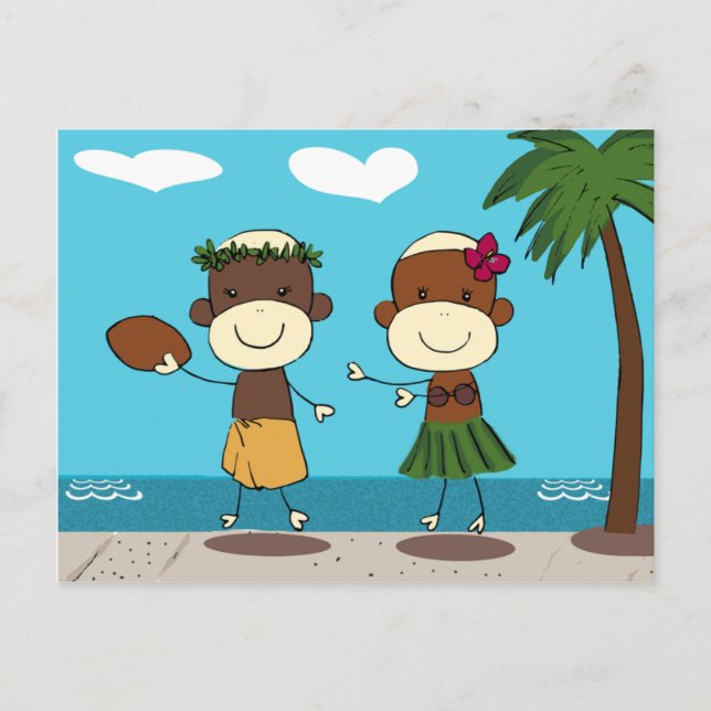 Singes Profitant De Vacances En Hawaii Carte Posta (Devant)