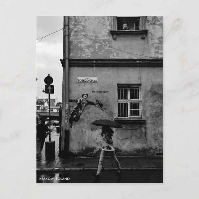 Singin' in der Rain Postkarte, mit City Text Postkarte (Vorderseite)