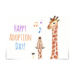 Singing Baby Giraffe Happy Adoption Day Card Karte