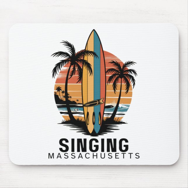 Singing Beach Machusetts Surfen Surfer  Mousepad (Vorne)