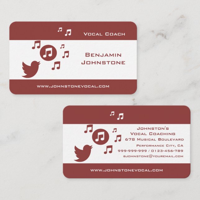 Singing Bird Musical Notes Business Cards Visitenkarte (Vorne/Hinten)