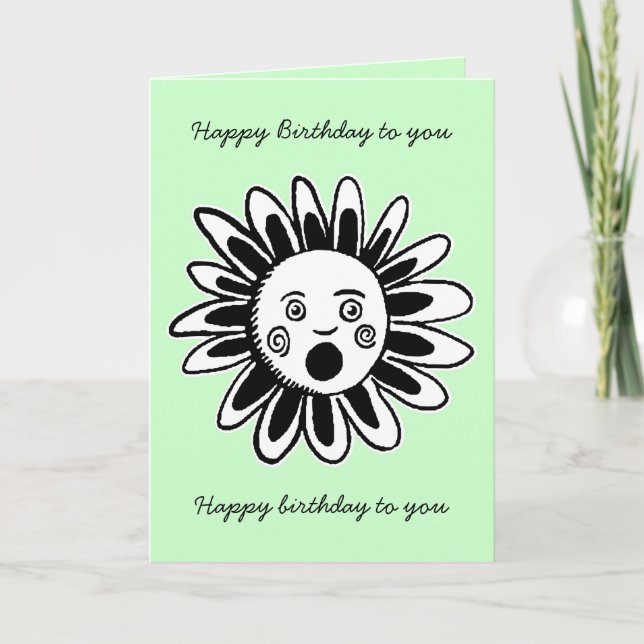 Singing Blume - Happy Birthday Song - Blassgrün Karte (Vorderseite)