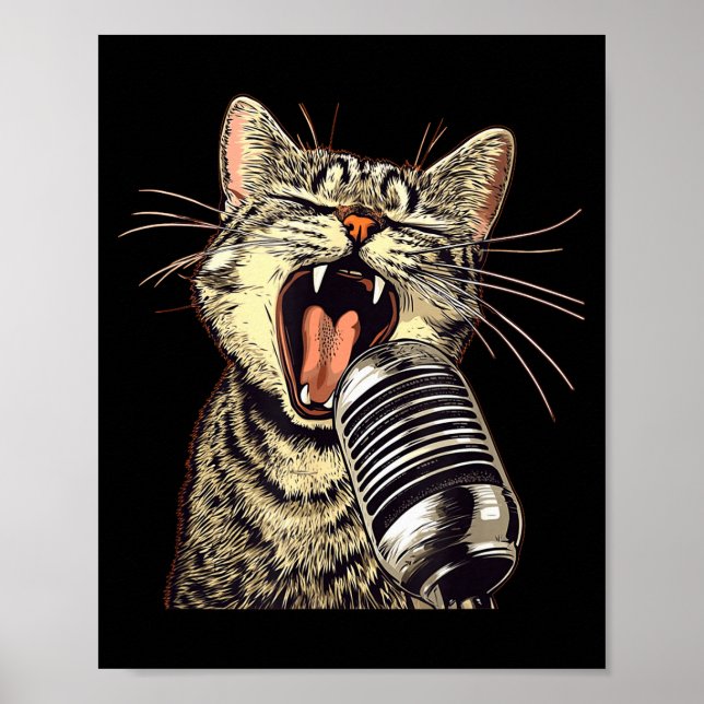 Singing Cat With Karaoke Mic Costume  Poster (Vorne)