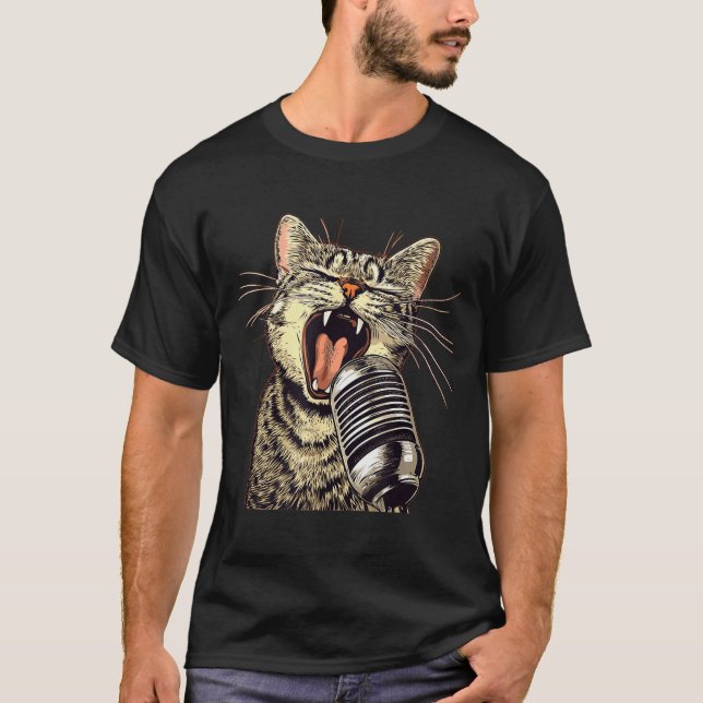 Singing Cat With Karaoke Mic Costume  T-Shirt (Vorderseite)