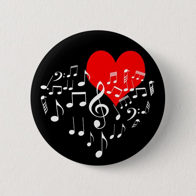 Singing Heart Eins der Art romantische schwarz Button (Vorderseite)