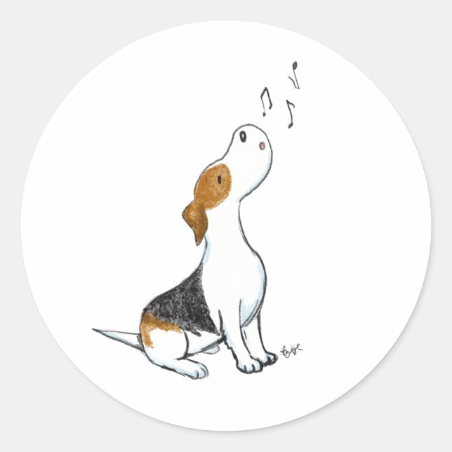 Singing Hund Classic Round Sticker (Vorderseite)