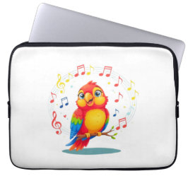 **Singing Parrot – Cute Parrot Singing Illustratio Laptopschutzhülle