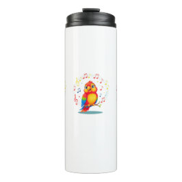 **Singing Parrot – Cute Parrot Singing Illustratio Thermosbecher