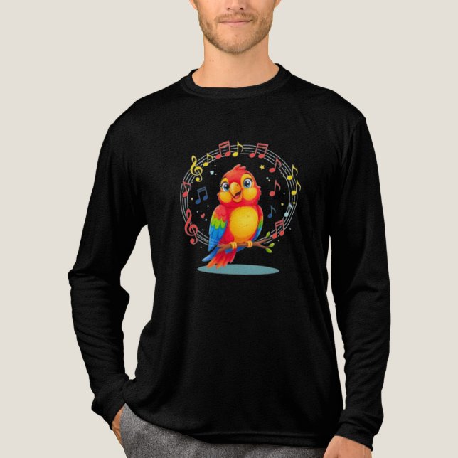 **Singing Parrot – Cute Parrot Singing Illustratio Tri-Blend Shirt (Vorderseite)
