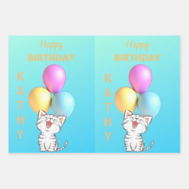 SINGKITTEN CUSTOM GLÜCKLICH GEBURTSTAG GESCHENKPAPIER SET