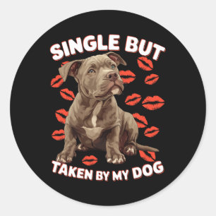 Single aber von meinem Hund Valentine Funny Niedli Runder Aufkleber