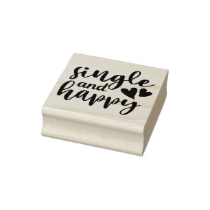 Single and Happy Typografie-Stempel aus Gummi Gummistempel