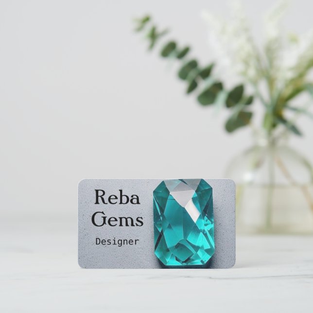 Single Aquamarin Lucky Gem Visitenkarte (Stehend Vorderseite)