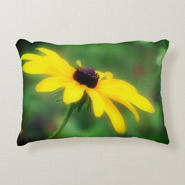 Single Black Mit Augen Susan Daisy Blume Dekokissen (Vorderseite)