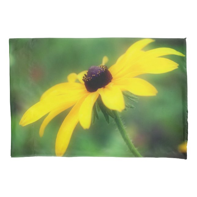 Single Black Mit Augen Susan Daisy Blume Kissenbezug (Vorderseite)