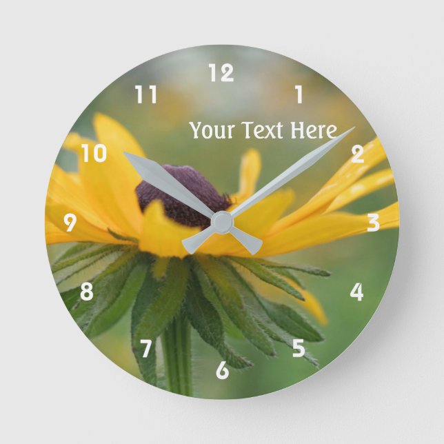 Single Black Mit Augen Susan Daisy Blume Runde Wanduhr (Vorderseite)