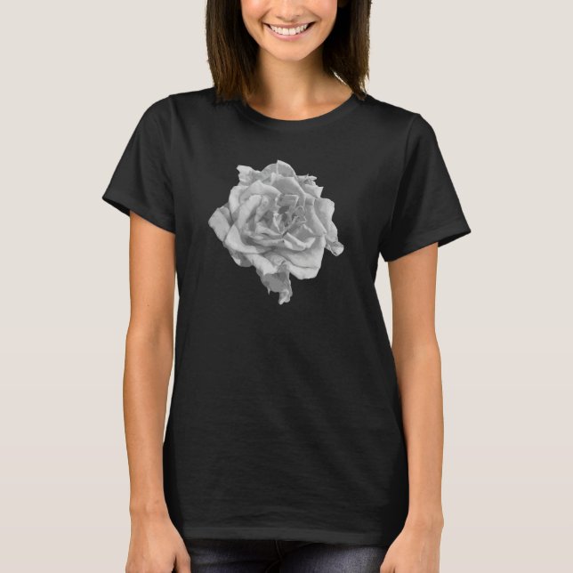 Single Black & White Rose Blume Girens und Benjami T-Shirt (Vorderseite)