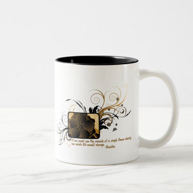 Single-Blume Buddha Zweifarbige Tasse (Rechts)