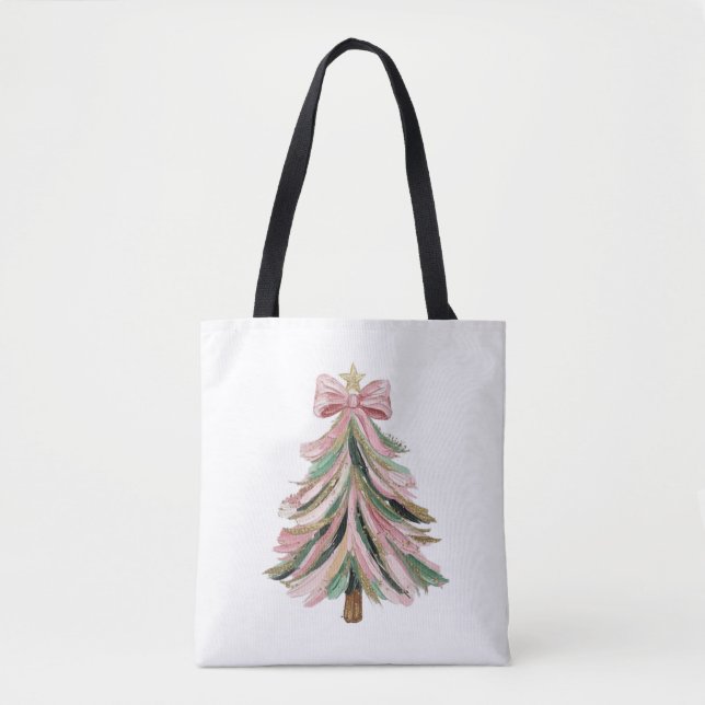 Single Brushstroke Christmas Tree Tote Bag Tasche (Vorderseite)