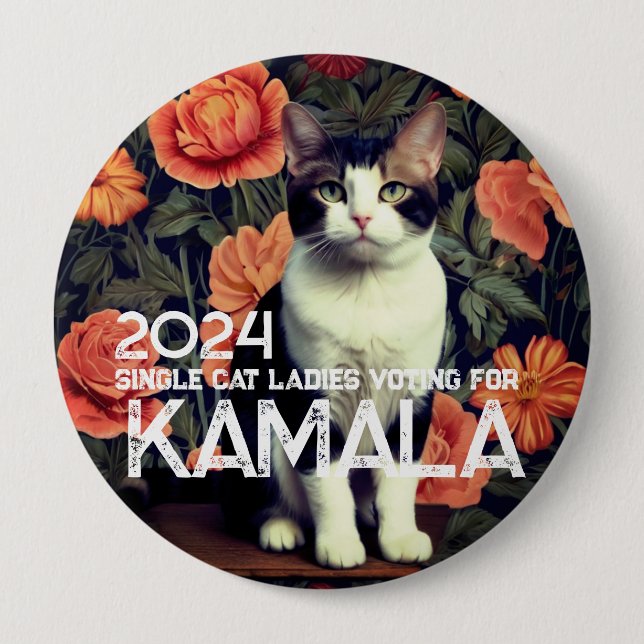 Single Cat Lady für Kamala Button (Vorderseite)
