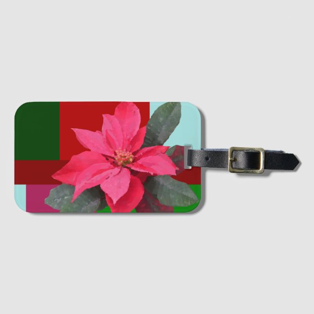 Single Christmas Pointsettia Design Gepäckanhänger (Vorderseite (Horizontal))