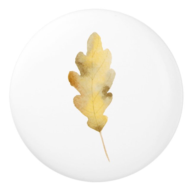 Single-Eichen-Blatt-Fach-Griffe Keramikknauf (Vorderseite)