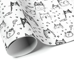 Single Farbe abstrakte Katzen Geschenkpapier