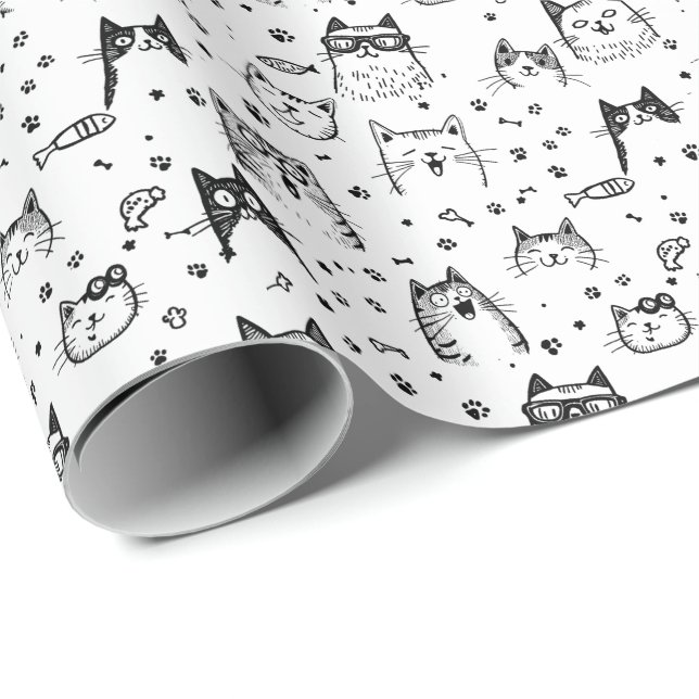 Single Farbe abstrakte Katzen Geschenkpapier (Rolleneckpunkt)