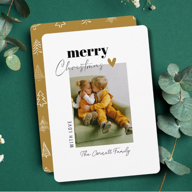 Single Foto Simple Gold Minimalistische Weihnachts Einladung (Von Creator hochgeladen)