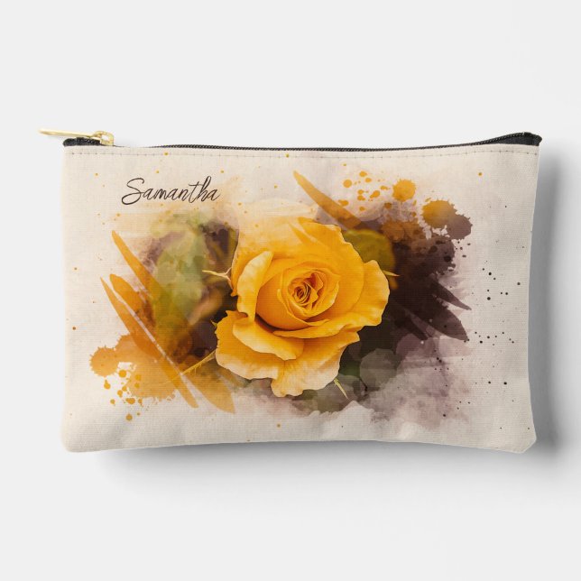 Single Gelb Rose Zubehörtasche (Vorderseite)