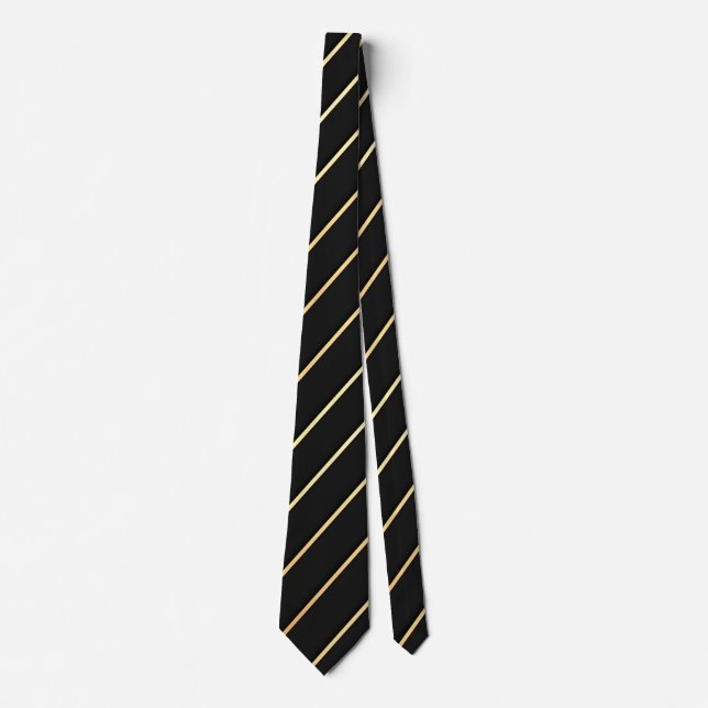 Single Gold Diagonal Streifen auf schwarz Krawatte (Vorderseite)