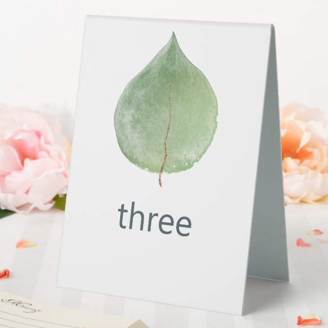 Single Green Eukalyptus Leaf Wedding Numbers Tischaufsteller (In Situ (Hochzeit))