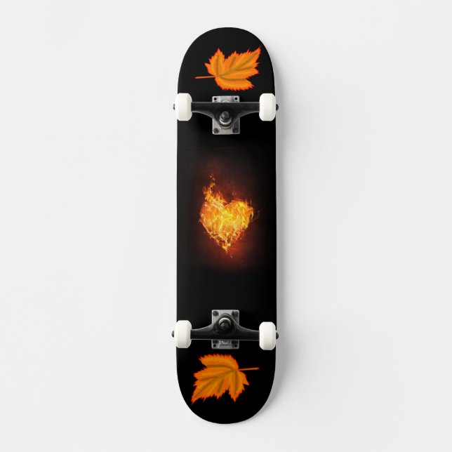 Single Heart on Flame Picture Skateboard (Vorderseite)