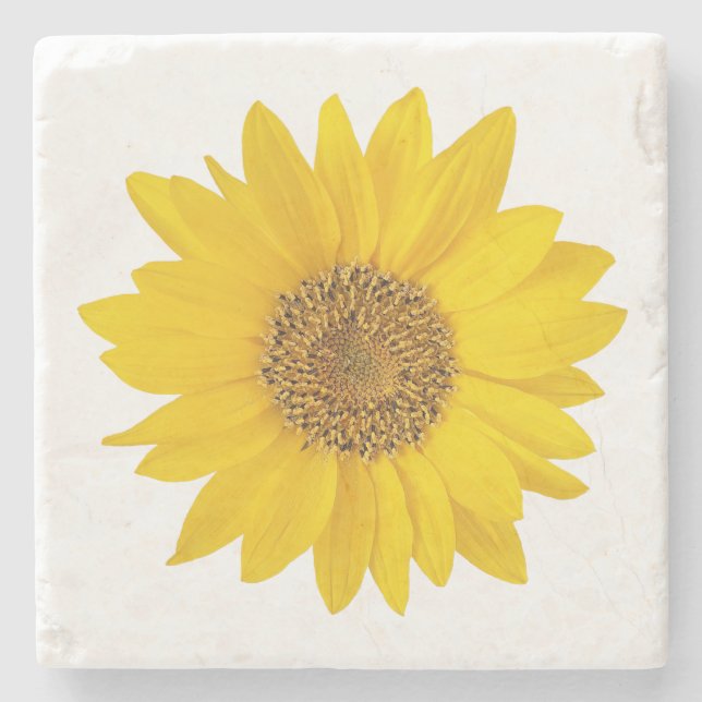 Single Hellgelbe Sonnenblume Steinuntersetzer (Vorderseite)