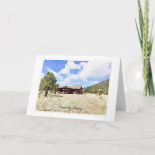 Single House Country Living Wasserfarbe Karte
