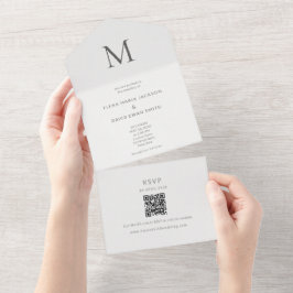 Single Initial Civil Wedding All In One Einladung