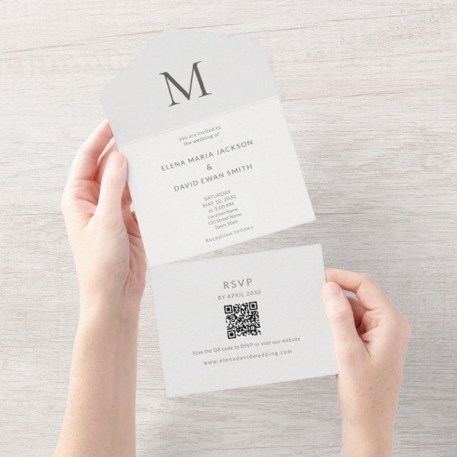 Single Initial Civil Wedding All In One Einladung (Abreißen)