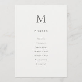 Single Initial Civil Wedding Program Card Programm