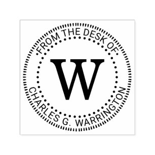 Single Initial Letter Monogram "from the desk of" Permastempel
