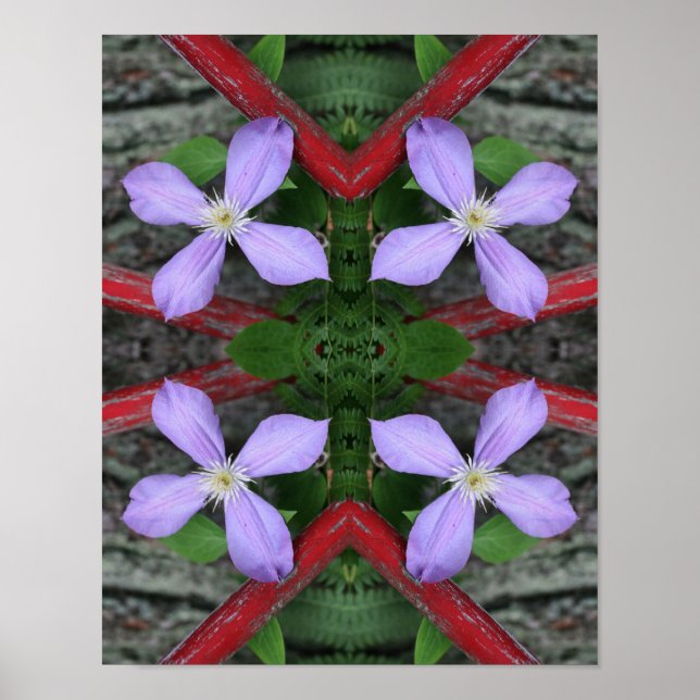 Single Lavender Clematis Blume Abstrakt Poster (Vorne)