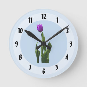 Single Lila Tulip Runde Wanduhr