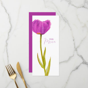 Single lila Tulpenfarbenhochzeit Menükarte