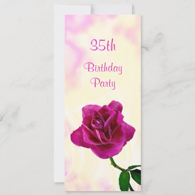 Single Lilac Rose 35. Geburtstag Einladung (Vorderseite)