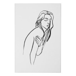 Single Line Art Beautiful Woman, One Line Feman Künstlicher Leinwanddruck