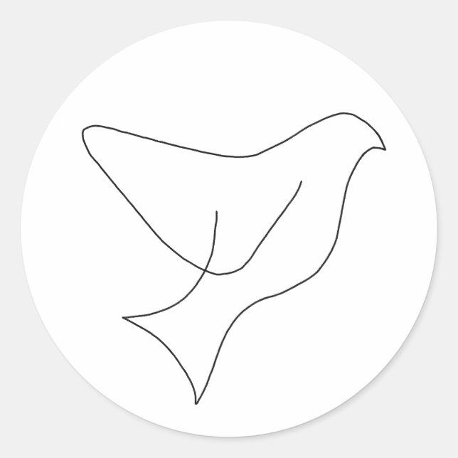 Single Line Taube Zeichnend Urlaub Runder Aufkleber (Vorderseite)